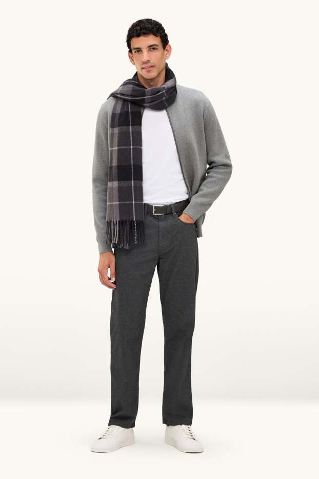 Men - Trousers with belt - regular fit - dark gray