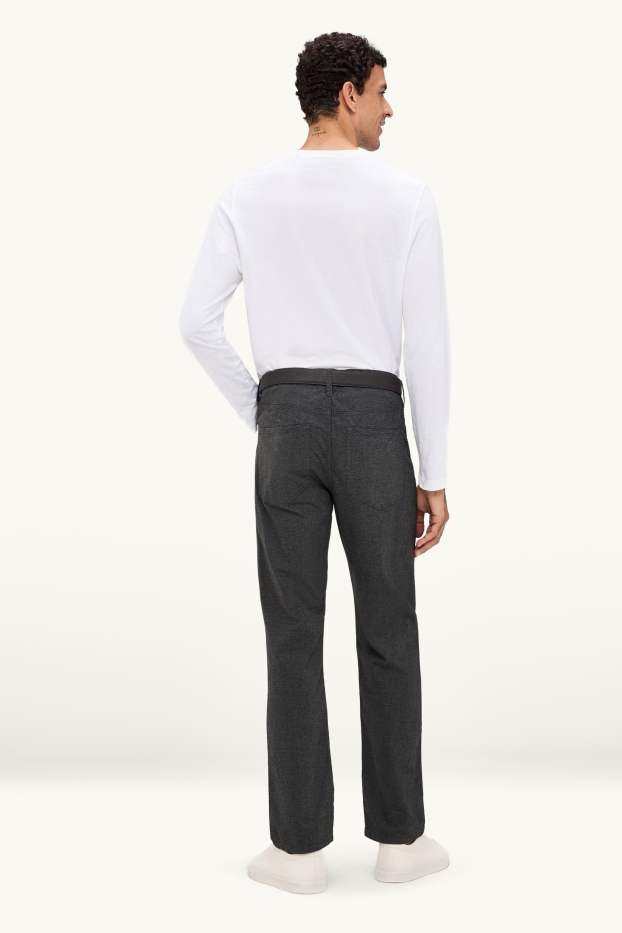 Men - Trousers with belt - regular fit - dark gray