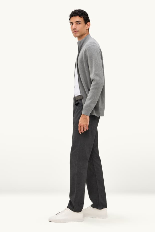 Men - Trousers with belt - regular fit - dark gray