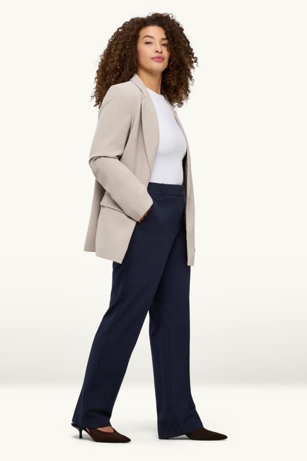 Femmes - Pantalon de bureau - mid waist - straight fit - Mix & Match - bleu foncé
