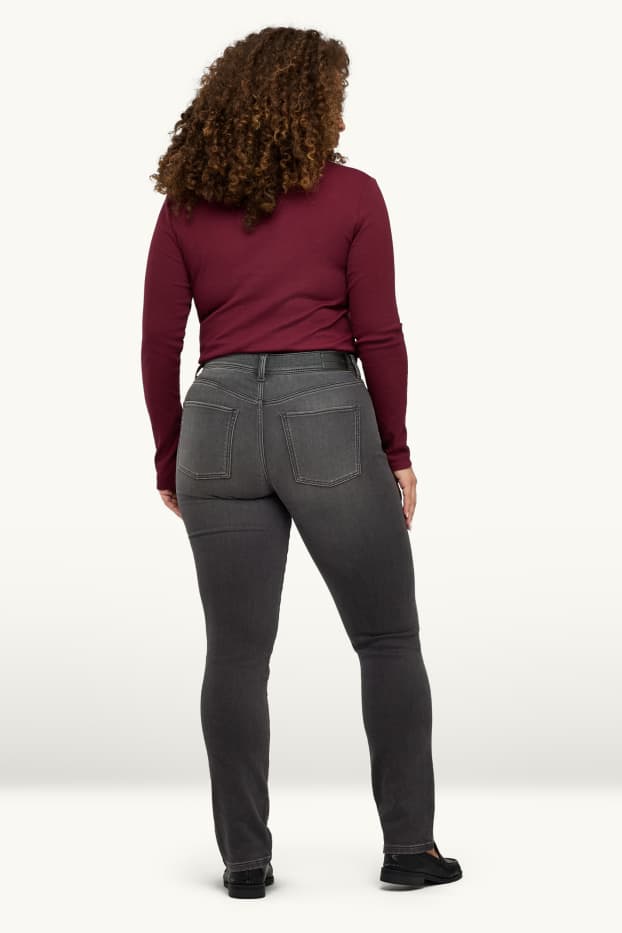 Damen - Slim Jeans - Mid Waist - Jog Denim - dunkeljeansgrau