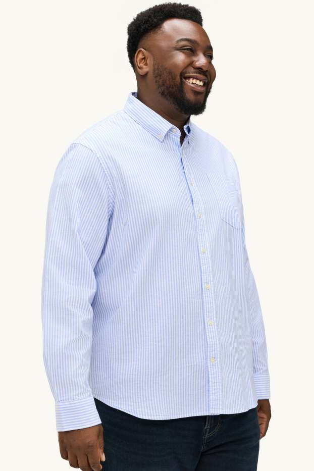 Uomo - Camicia - regular fit - button down - a righe - azzurro