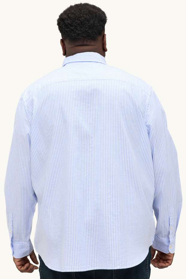 Uomo - Camicia - regular fit - button down - a righe - azzurro