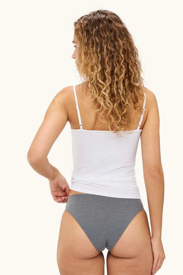 Dames - Set van 2 - slip - naadloos - ribstof - grijs-mix