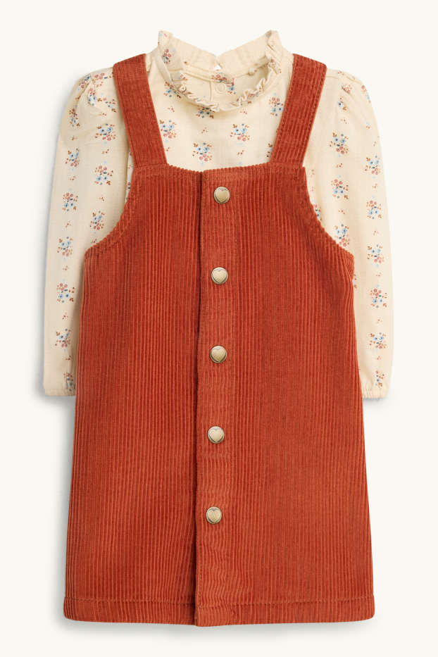 Baby: meisjes - Baby-outfit - 2-delig - oranje / beige