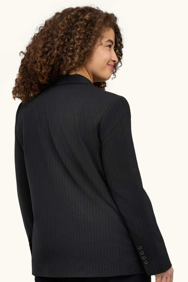 Damen - Longblazer - Regular Fit - Nadelstreifen - schwarz