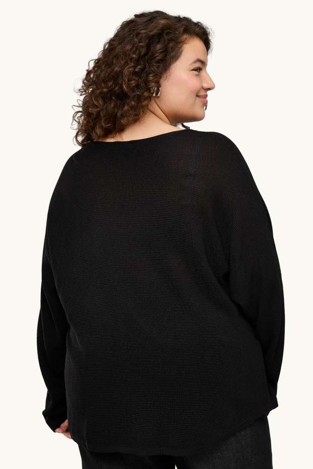 Women - Jumper - ribbed - black