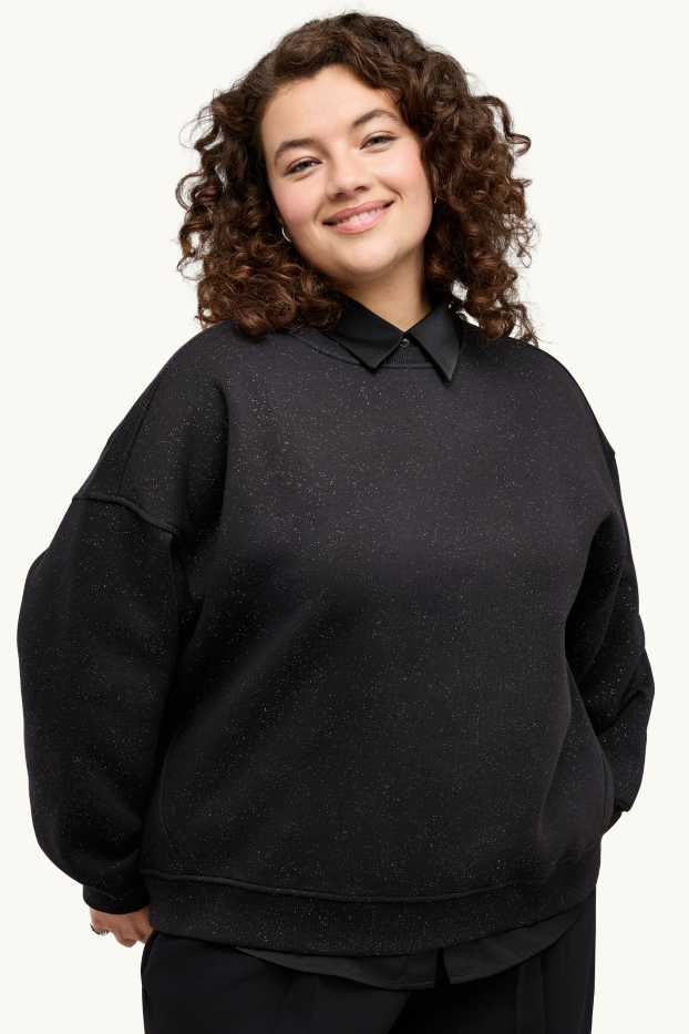 Femmes - Sweat - finition brillante - à pois - noir