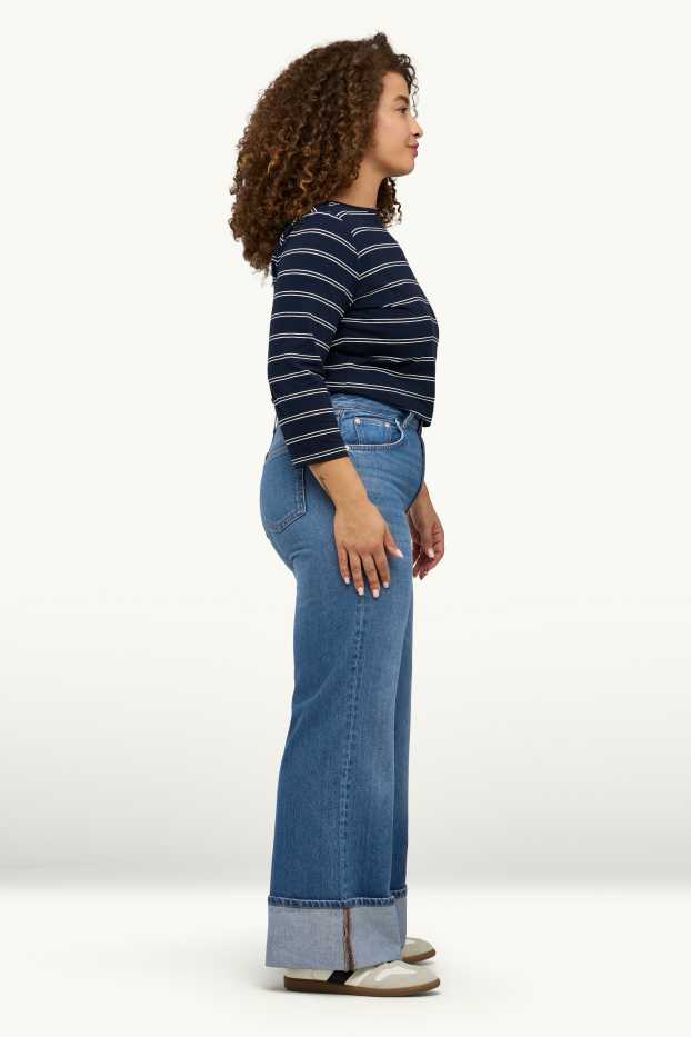 Damen - Wide Leg Jeans - Mid Waist - jeansblau