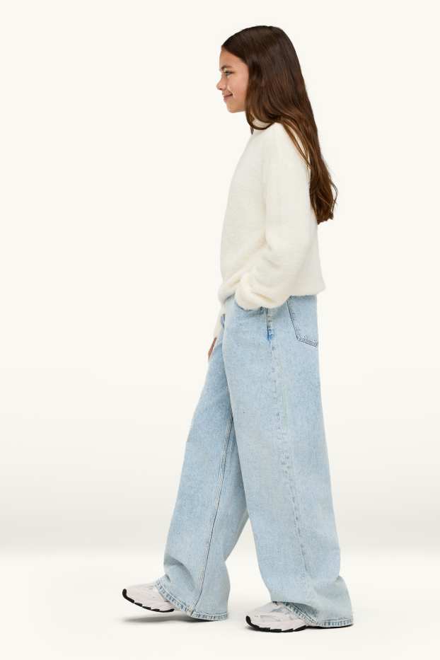 Enfants filles - Wide leg jean - effet brillant - jean bleu clair