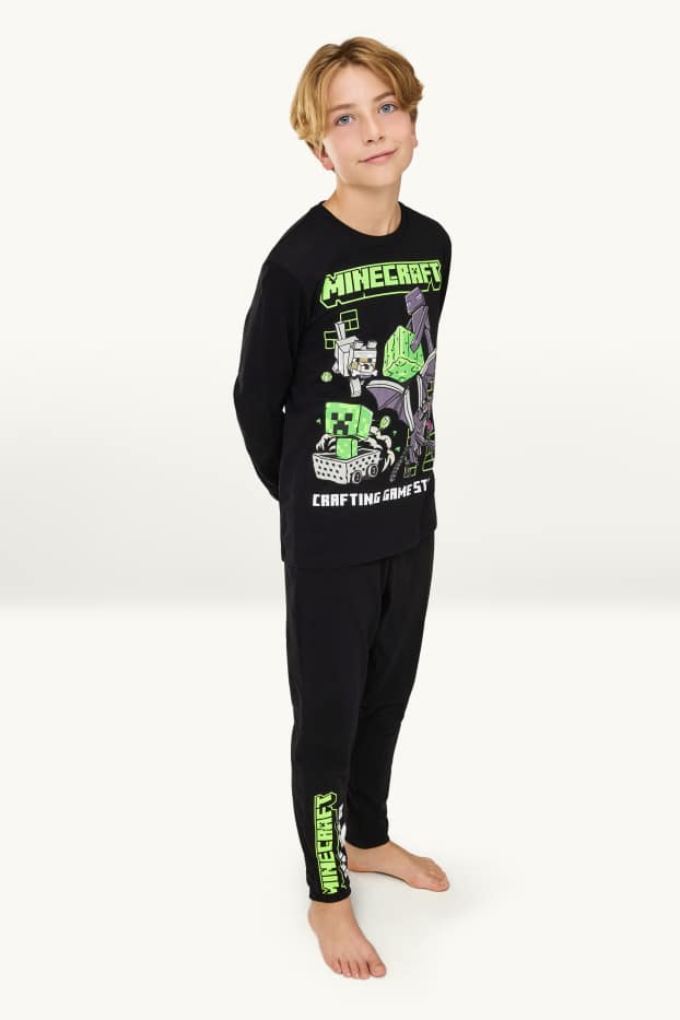 Kinder Buben - Minecraft - Pyjama - 2 teilig - schwarz