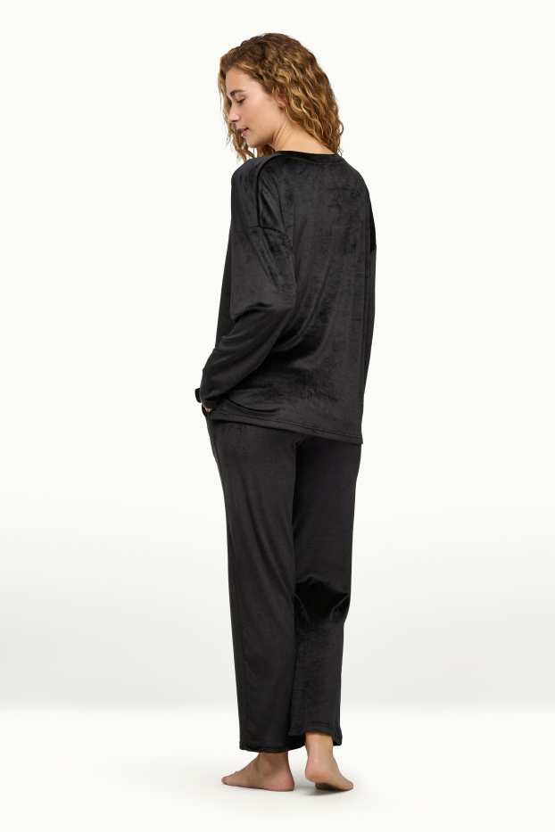 Damen - Winterpyjama - schwarz