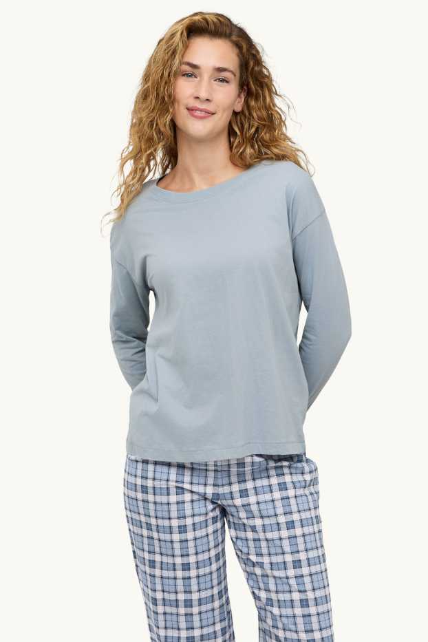Femmes - Pyjama - bleu / blanc