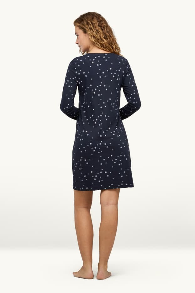 Donna - Camicia da notte - fantasia - blu scuro / bianco