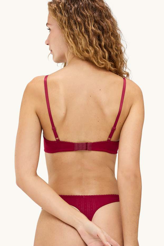 Femmes - Soutien-gorge en pointelle avec armatures - DEMI - ampliforme - rouge