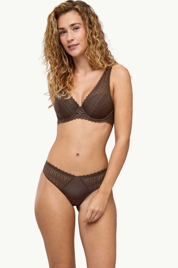 Donna - Reggiseno con ferretti - PLUNGE - imbottito - marrone scuro