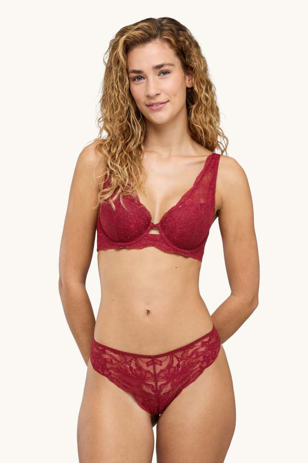 Dames - Slip - glanseffect - donkerrood