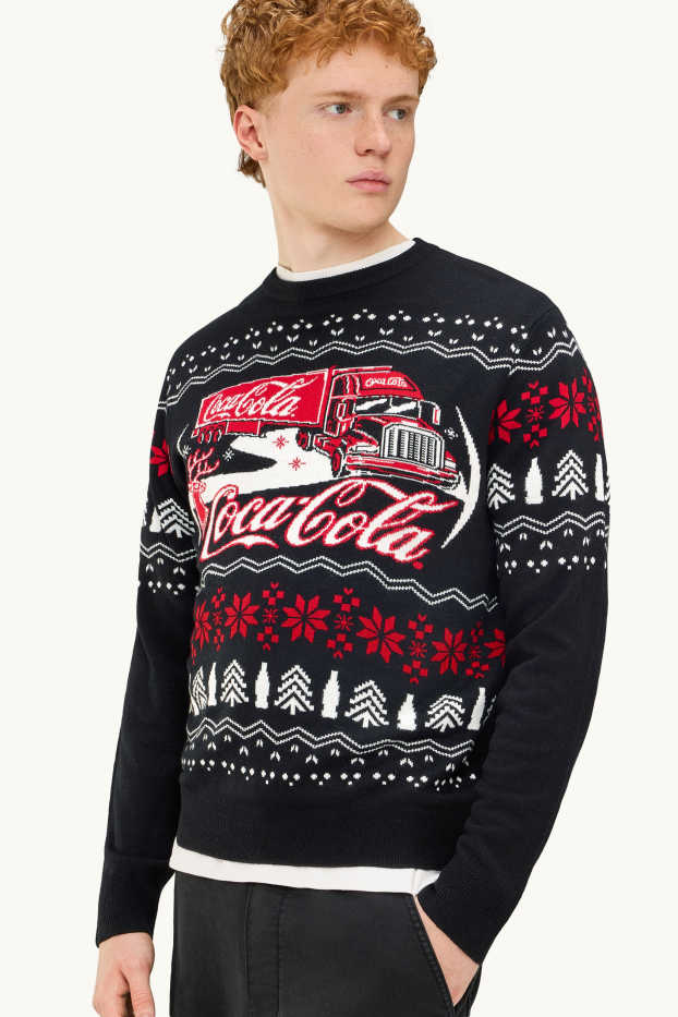 Hommes - Pull de Noël - Coca-Cola - noir / rouge