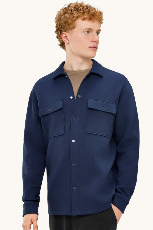 Hommes - Chemise - relaxed fit - col kent - bleu foncé