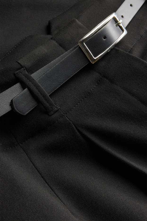 Women - Pantalón de tela con cinturón - high waist - tapered fit - black