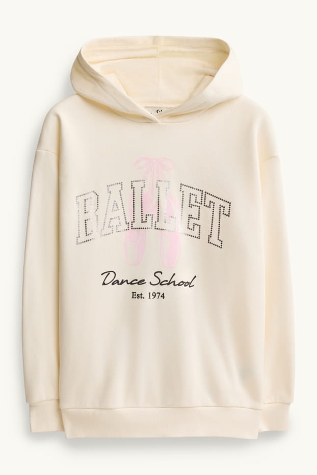Enfants filles - Ballet - ensemble - sweat à capuche et jupe short - 2 pièces - blanc crème