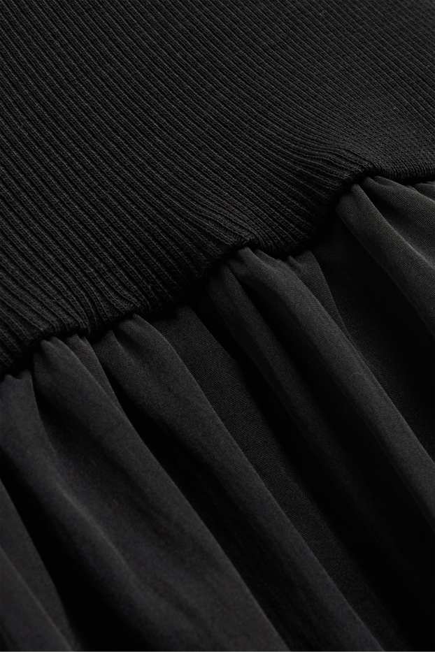 Dona - Vestit fit & flare amb el coll en punta - acanalat - negre