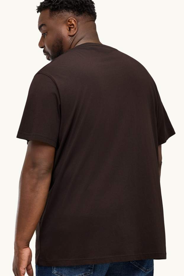 Heren - T-shirt - regular fit - donkerbruin