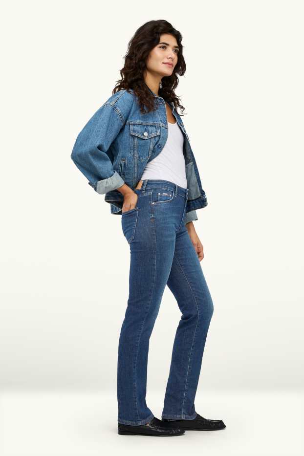 Dames - Straight jeans - mid waist - LYCRA® - jeansblauw