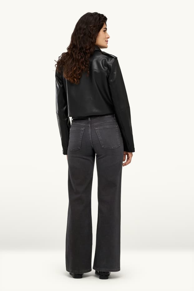Dona - Texans wide leg - mid waist - jog denim - LYCRA® - texà gris fosc