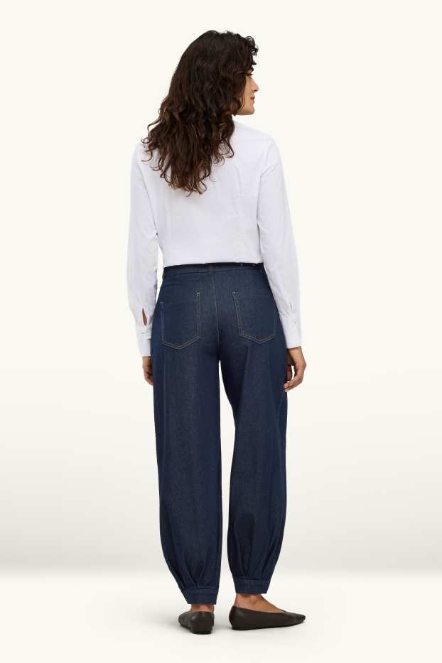 Damen - Jeans-Haremshose - Mid Waist - Barrel Leg - dunkeljeansblau