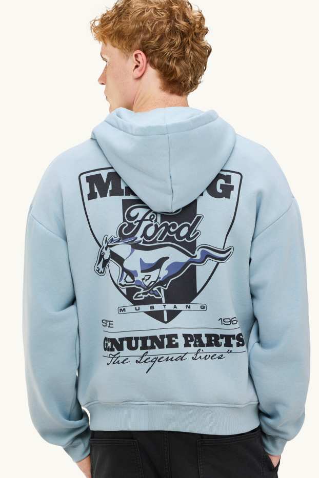 Pánské - Oversized mikina s kapucí - Ford Mustang - světle modrá