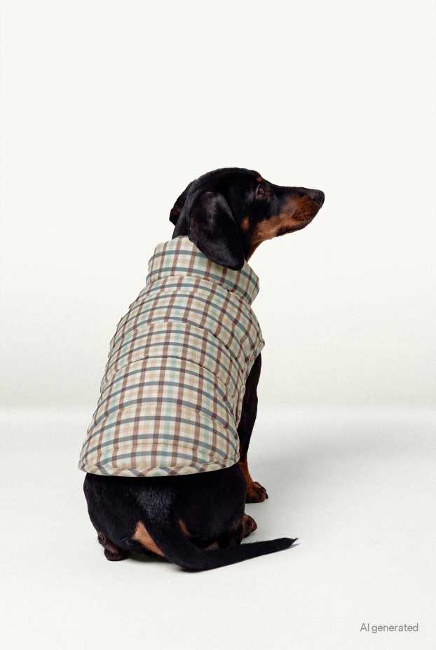 Unisex - Kabátek pro psy - kostkovaný - béžová/hnědá