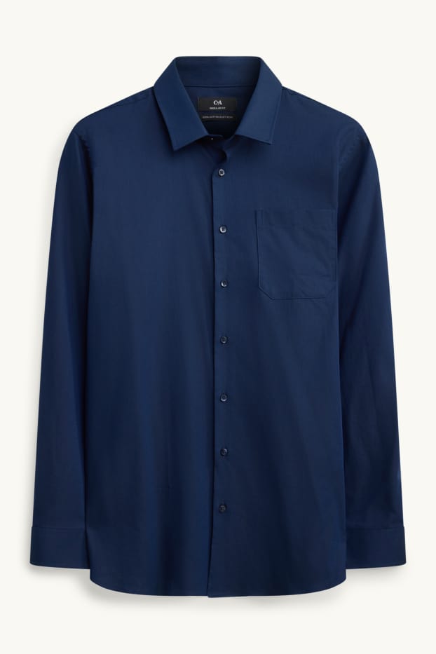 Hommes - Chemise de bureau - regular fit - col kent - facile à repasser - bleu foncé
