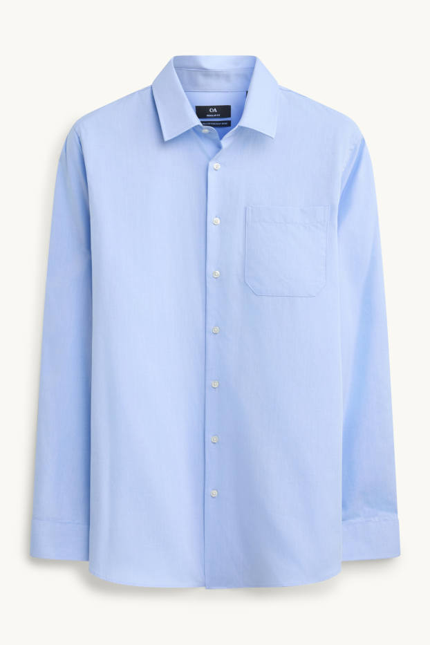 Uomo - Camicia business - regular fit - collo all'italiana - facile da stirare - azzurro