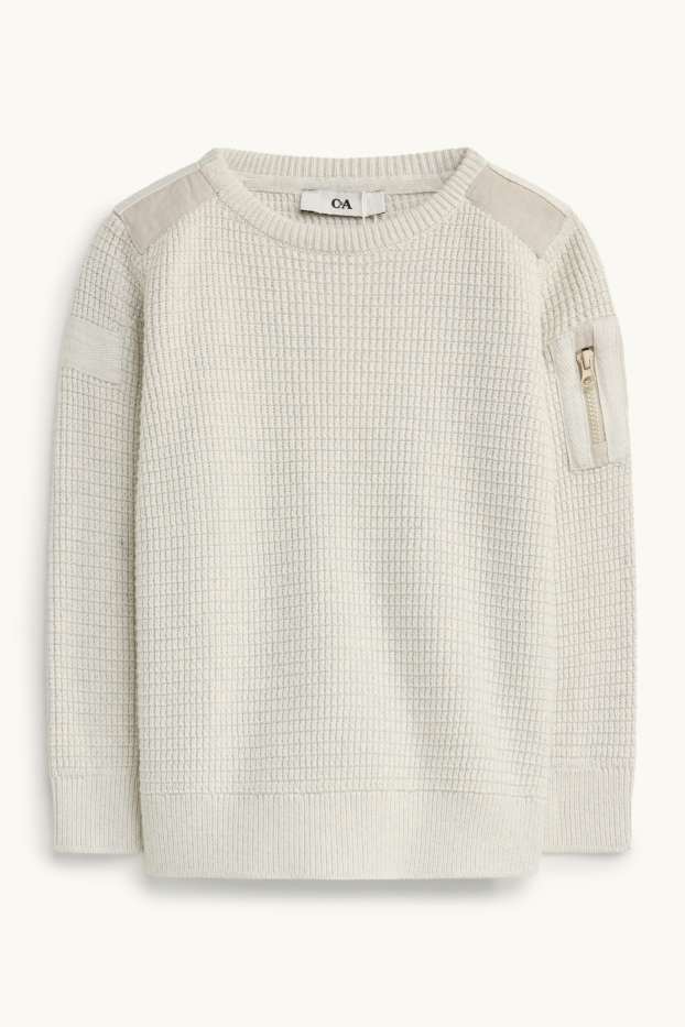 Enfants garçons - Pull - finition texturée - blanc crème