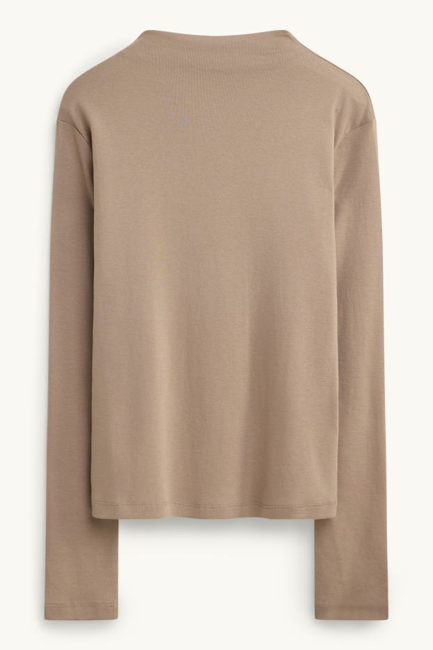 Women - Long sleeve top - slim fit - beige