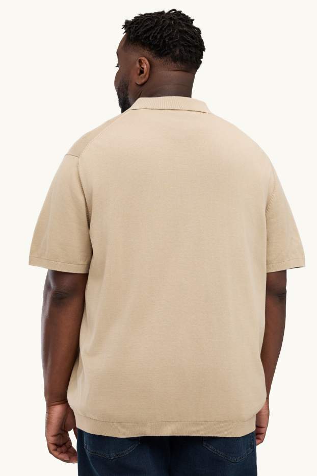 Herren - Strick-Poloshirt - Regular Fit - beige