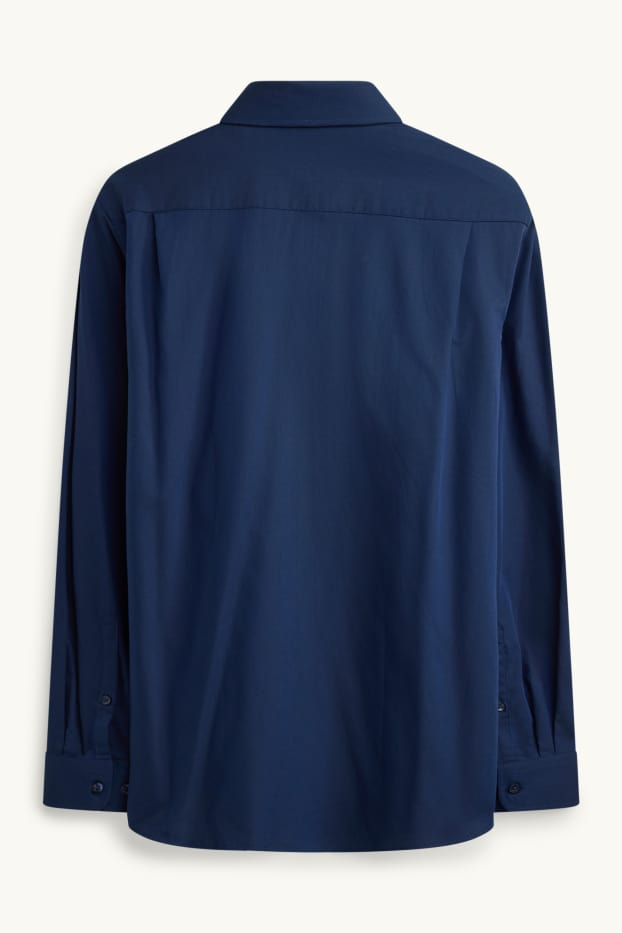 Hommes - Chemise de bureau - regular fit - col kent - facile à repasser - bleu foncé