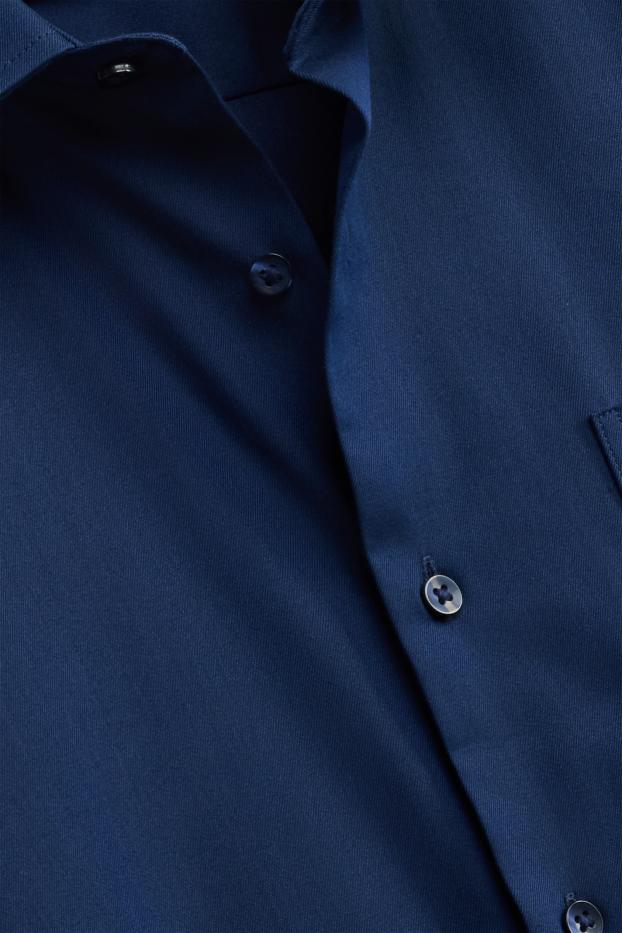 Hommes - Chemise de bureau - regular fit - col kent - facile à repasser - bleu foncé