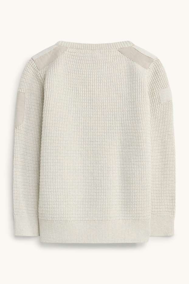 Enfants garçons - Pull - finition texturée - blanc crème