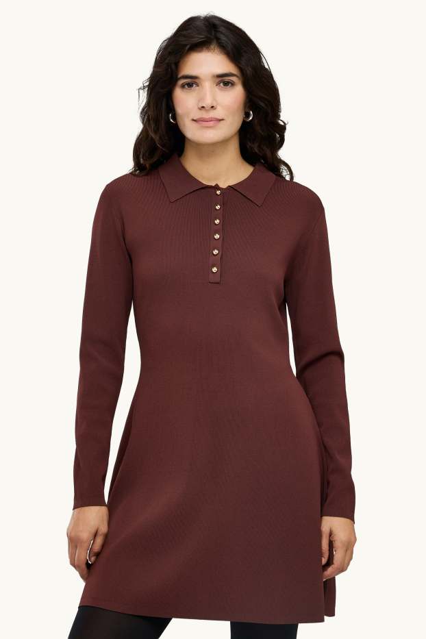 Dona - Vestit ajustat - mescla de viscosa - marró vermellós