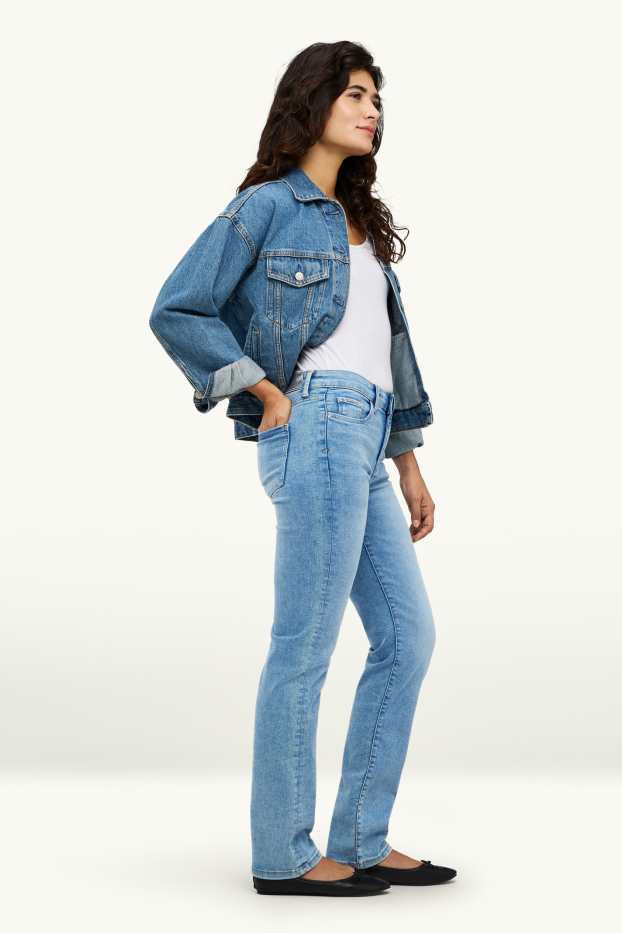 Damen - Straight Jeans - Mid Waist - Shaping-Jeans - LYCRA® - helljeansblau