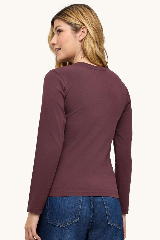 Dames - Longsleeve - slim fit - bordeaux