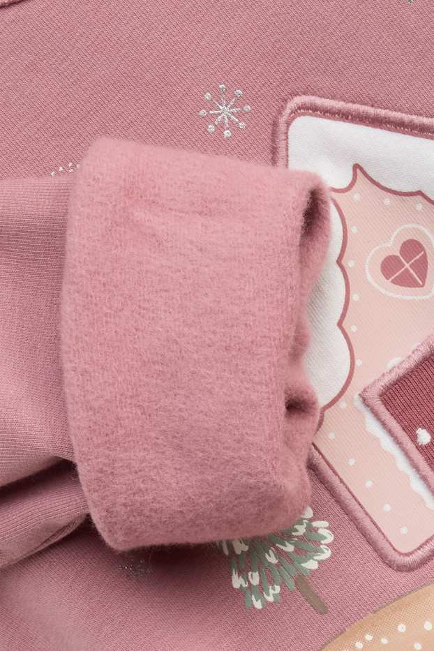 Baby Mädchen - Reh und Häuschen - Baby-Weihnachts-Pyjama - plüschgefüttert - zartrosa