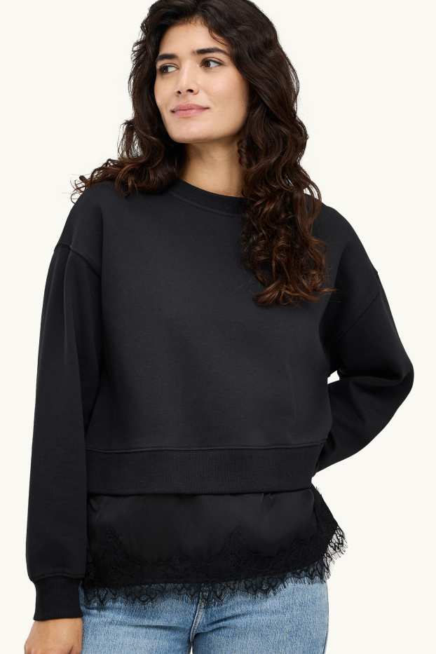 Femmes - Sweat - look 2-en-1 - noir