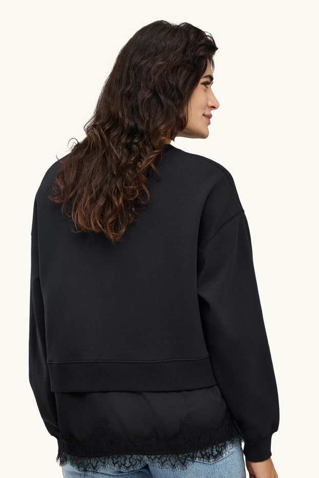 Femmes - Sweat - look 2-en-1 - noir