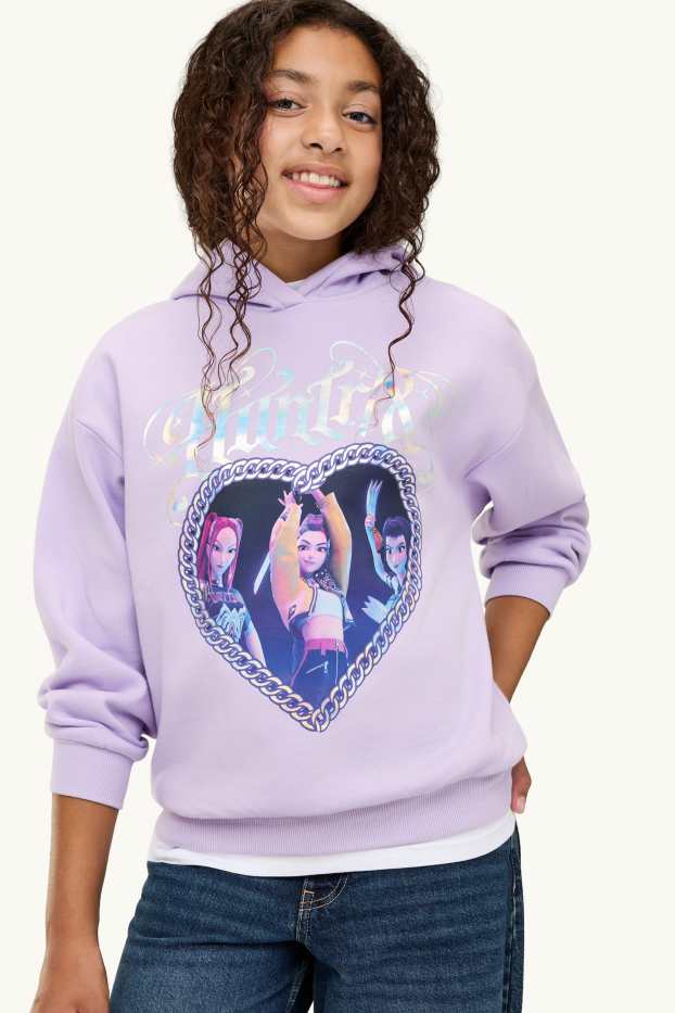 Kinder Mädchen - KPop Demon Hunters - Hoodie - Glanz-Effekt - flieder