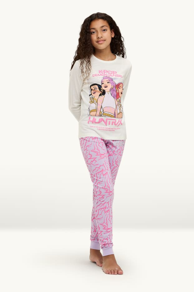 Children Girls - KPop Demon Hunters - pyjamas - 2 piece - white / pink