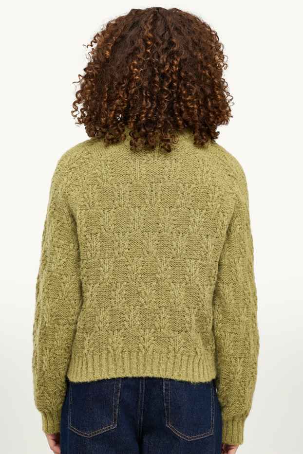 Damen - Pullover - Zopfmuster - grün