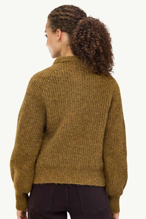 Donna - Cardigan - a coste - giallo senape